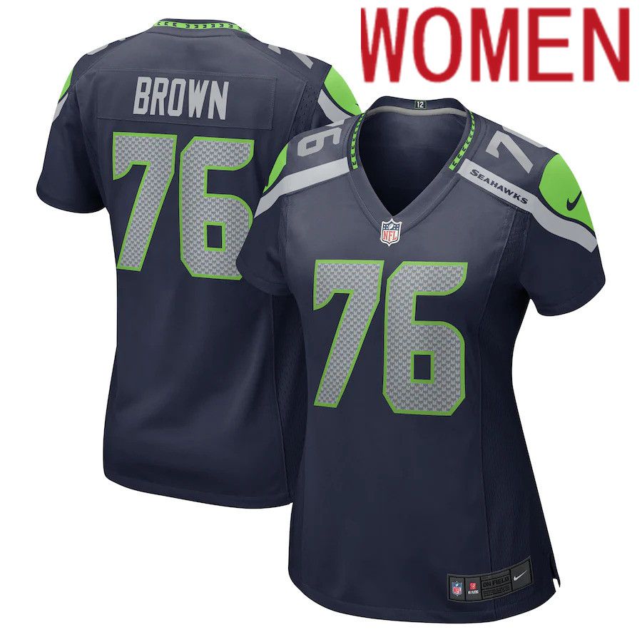 Women Seattle Seahawks 76 Duane Brown Nike College Navy Game NFL Jersey